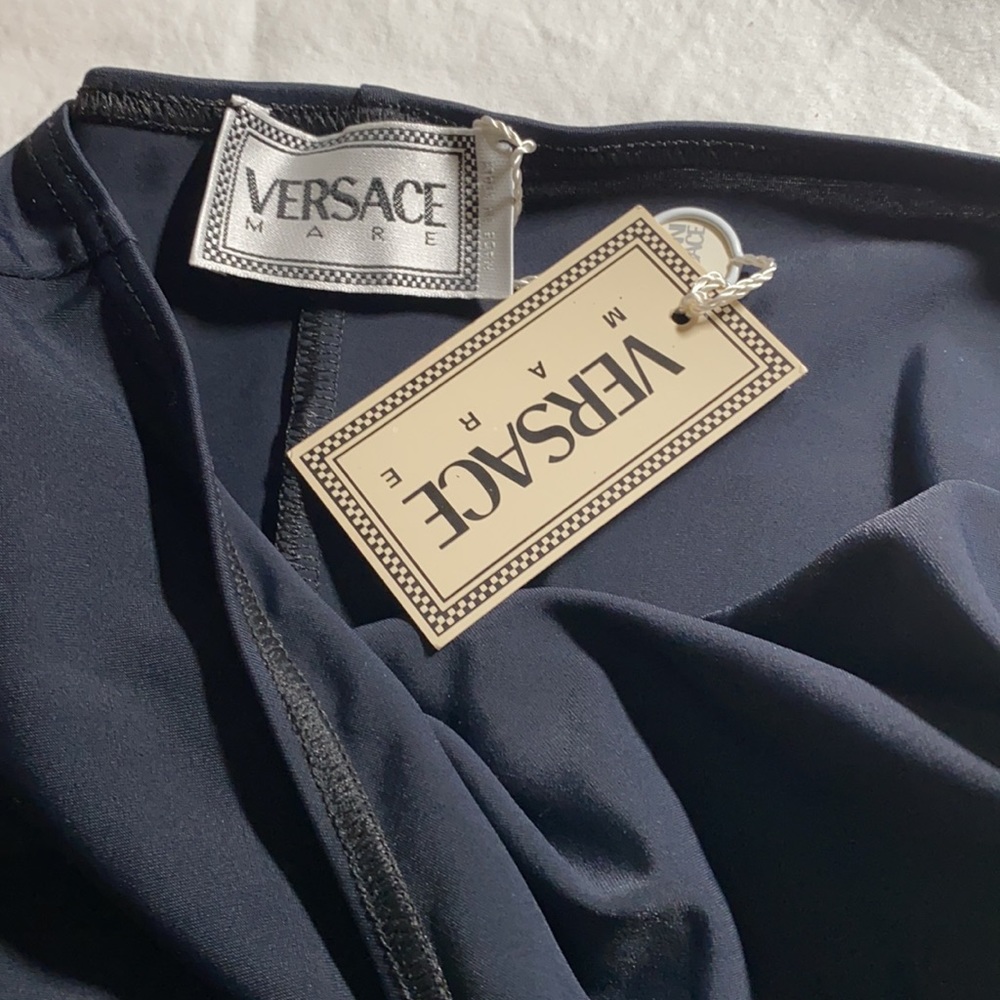 Versace Mare Black body con dress vintage NWT Medusa L - Picture 8 of 11